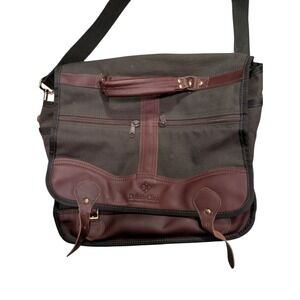 Duluth Pack Messenger Briefcase Olive Canvas Brown Leather Made USA Commuter Bag